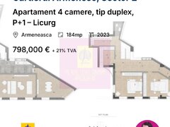 Apartament 4 camere, tip duplex, P+1 – Licurg